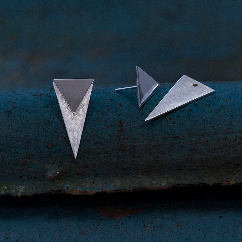 sterling silver tvådelat örhänge trianglar